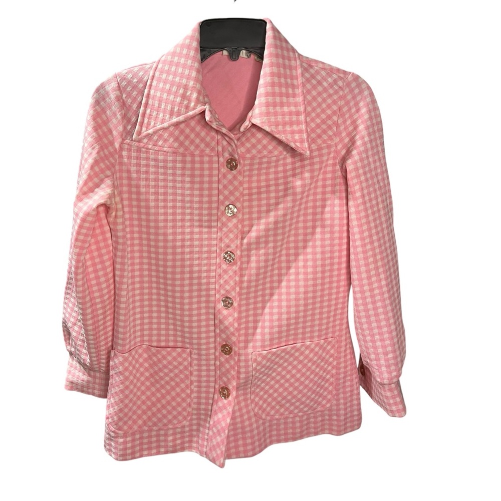Vtg Russ Dagger Collar Checkered Shirt Jacket